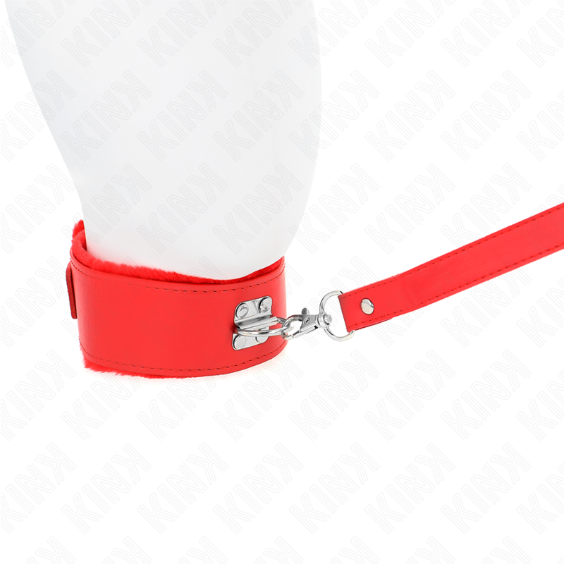 Kink - Collier Avec Laisse 116 Cm Avec Clous Argentés Modèle 4 Rouge Ajustable 40-48 Cm X 6 Cm - Image 3