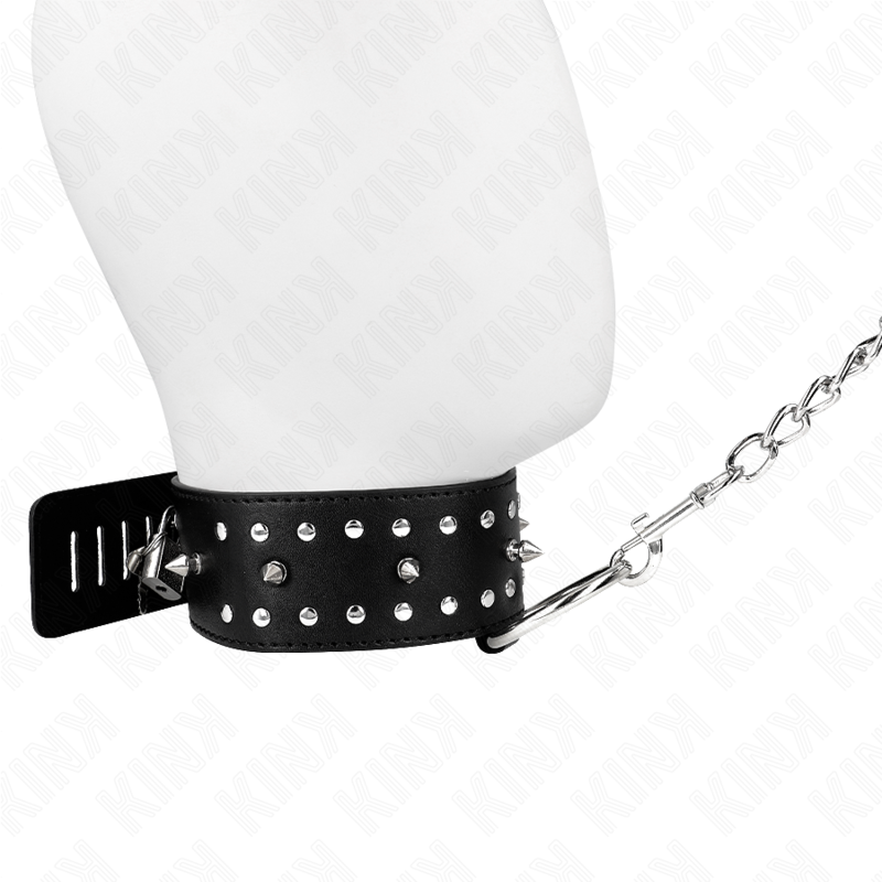 Kink - Collier Avec Laisse 65 Cm Avec Clous Argentés Modèle 1 Ajustable 36-43 Cm X 5 Cm - Image 2