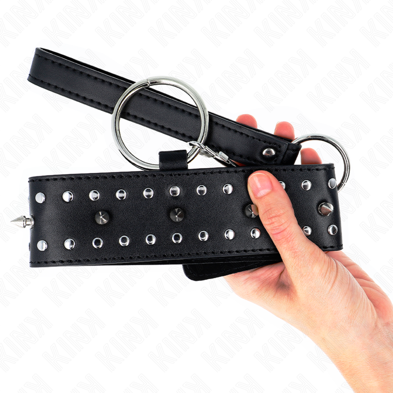 Kink - Collier Avec Laisse 65 Cm Avec Clous Argentés Modèle 1 Ajustable 36-43 Cm X 5 Cm - Image 4