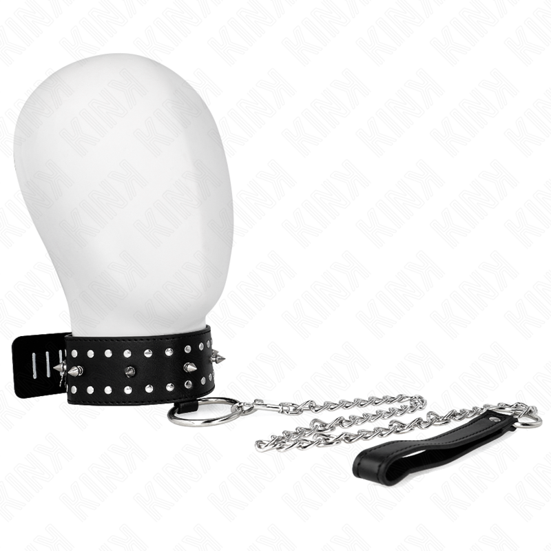 Kink - Collier Avec Laisse 65 Cm Avec Clous Argentés Modèle 1 Ajustable 36-43 Cm X 5 Cm - Image 5