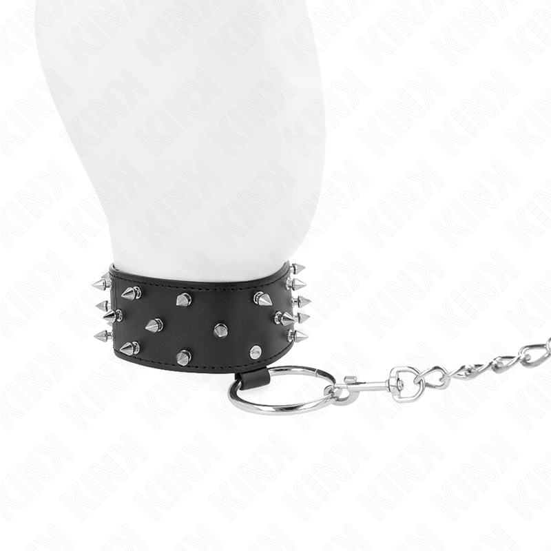Kink - Collier Avec Laisse 65 Cm Avec Clous Argentés Modèle 5 Réglable 36-43 Cm X 5 Cm - Image 2