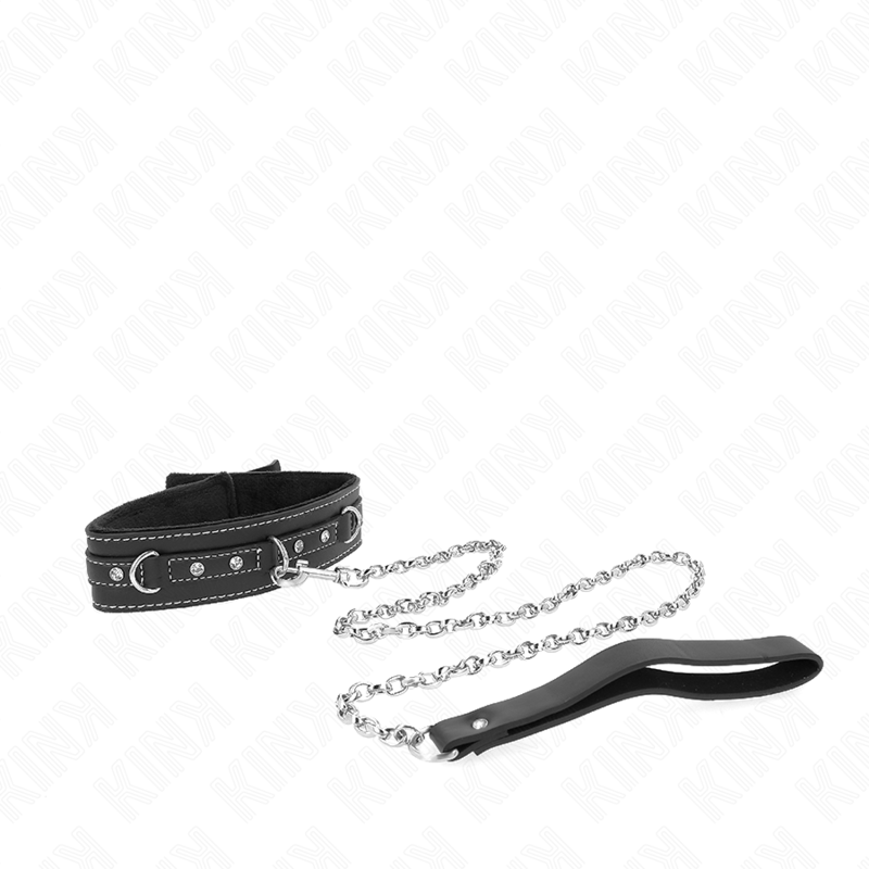 Kink - Collier En Cuir Pvc Avec Ceinture 105 Cm Rivet Strass 41,5 X 4 Cm - Image 2