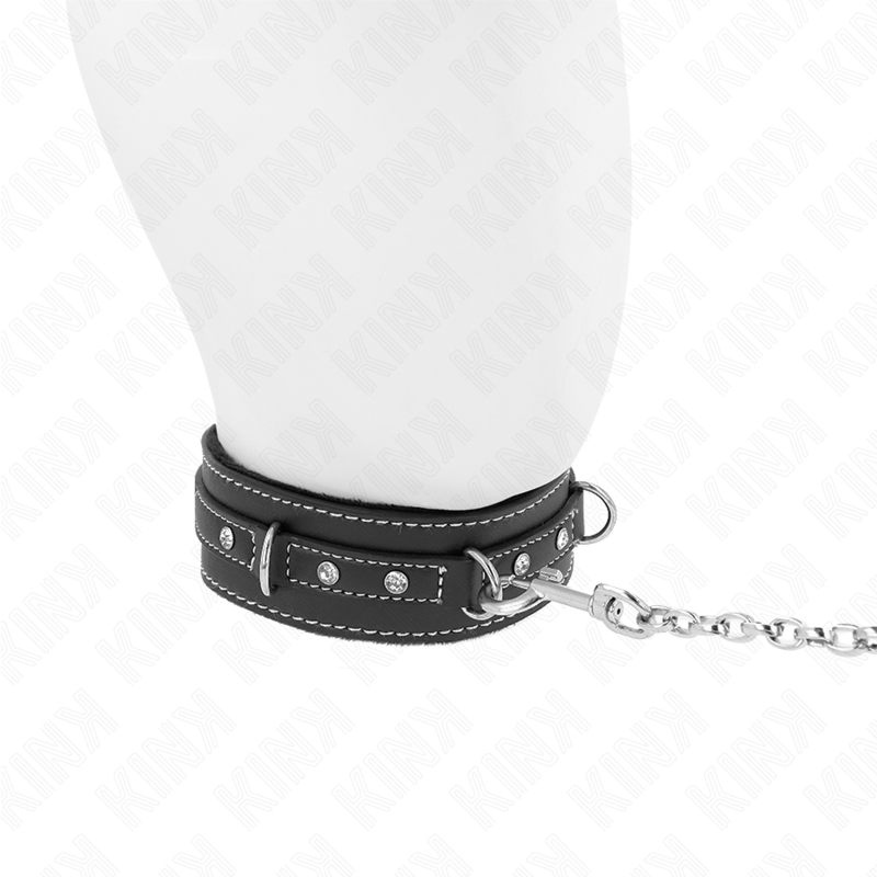 Kink - Collier En Cuir Pvc Avec Ceinture 105 Cm Rivet Strass 41,5 X 4 Cm - Image 3