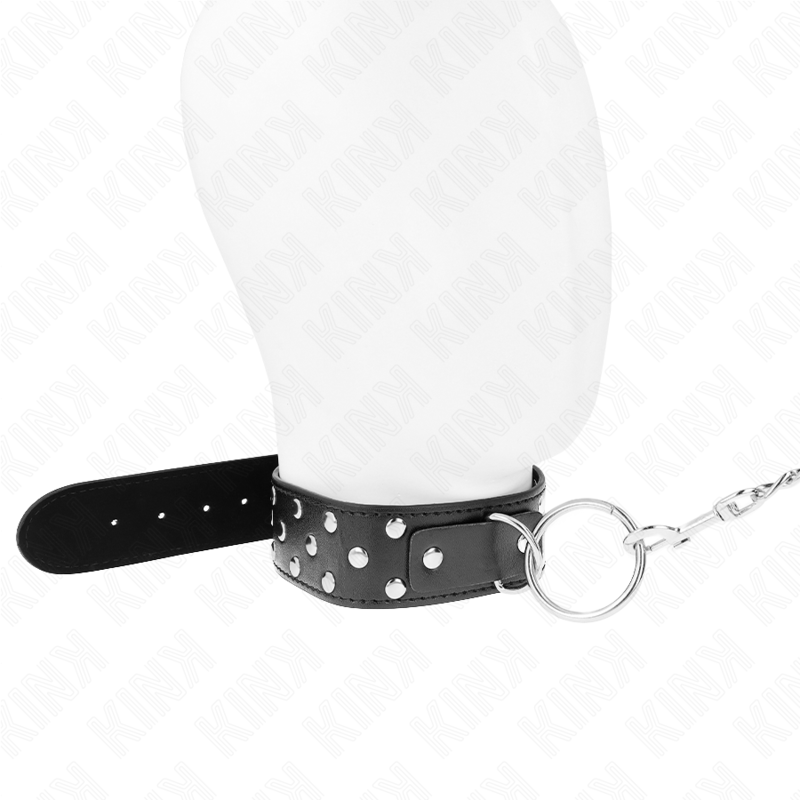 Kink - Collier Rivet Anneau Avec Ceinture 65 Cm Noir Ajustable 36-50 Cm X 3,8 Cm - Image 2
