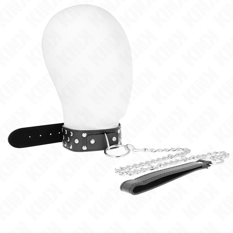 Kink - Collier Rivet Anneau Avec Ceinture 65 Cm Noir Ajustable 36-50 Cm X 3,8 Cm - Image 3