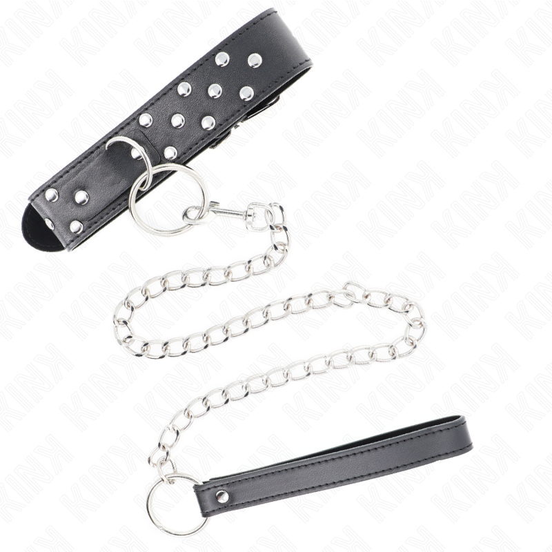 Kink - Collier Rivet Anneau Avec Ceinture 65 Cm Noir Ajustable 36-50 Cm X 3,8 Cm - Image 4