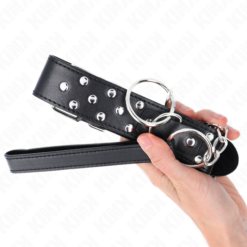 Kink - Collier Rivet Anneau Avec Ceinture 65 Cm Noir Ajustable 36-50 Cm X 3,8 Cm - Image 5