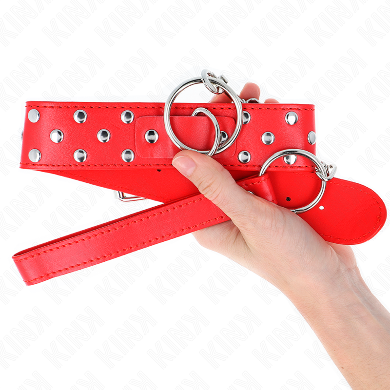KINK - RIVET HALS MET RIEM 65 CM ROOD VERSTELBAAR 36-50 CM X 3,8 CM - Image 4