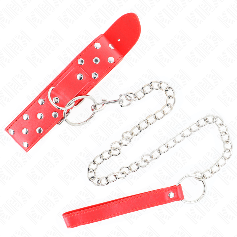 KINK - RIVET HALS MET RIEM 65 CM ROOD VERSTELBAAR 36-50 CM X 3,8 CM - Image 5