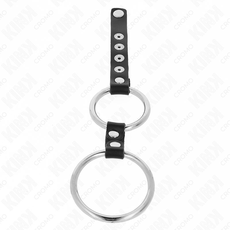 KINK - DOUBLE METAL PENIS RING 3.8 CM TO 5 CM CONNECTED WITH LEATHER - Image 3