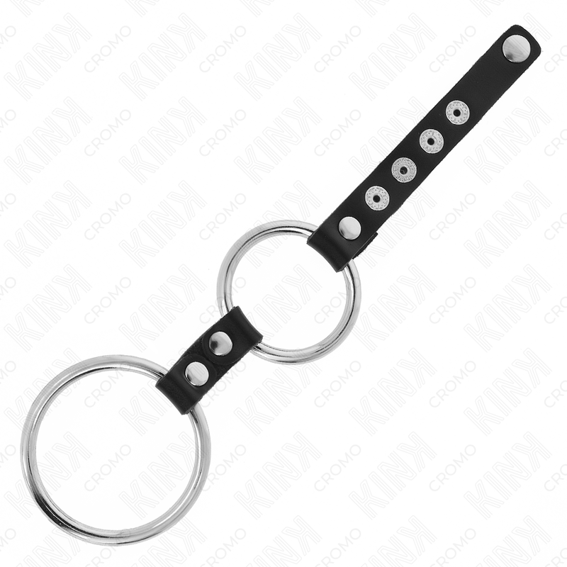 KINK - DOUBLE METAL PENIS RING 3.8 CM TO 5 CM CONNECTED WITH LEATHER - Image 4
