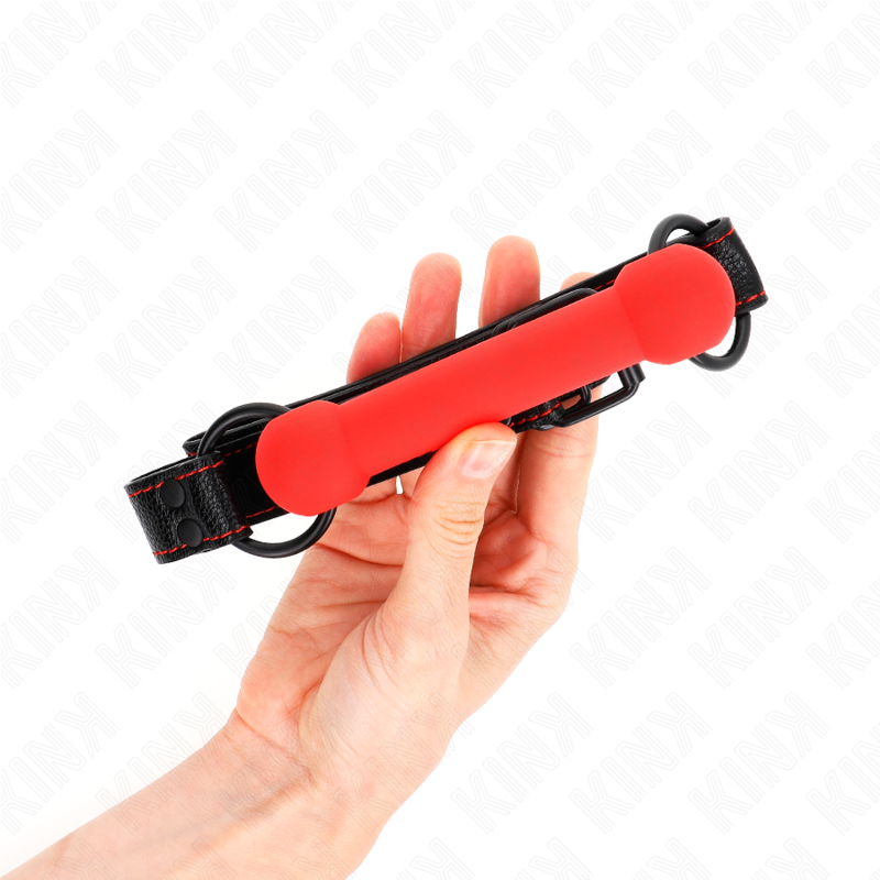 Kink - Gag En Os Avec Sangle En Cuirette Rouge Ajustable 41-57 Cm - Image 2