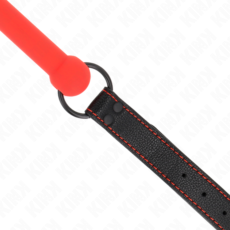 Kink - Gag En Os Avec Sangle En Cuirette Rouge Ajustable 41-57 Cm - Image 4