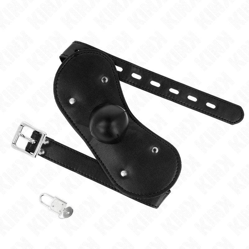 Kink - Masque Boucles Ball Gag Avec Serrure Réglable 42-60 Cm - Image 2