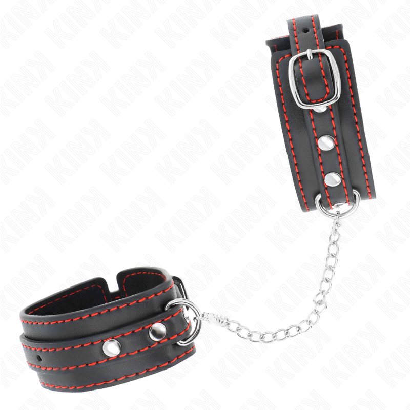 Kink - Petites Retenues-Poignets Noires Avec Doublure Rouge Réglable 14-24 Cm X 3,5 Cm - Image 2