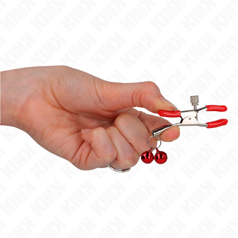 KINK - RED DOUBLE BELL NIPPLE CLAMP RED 6 CM - Image 4