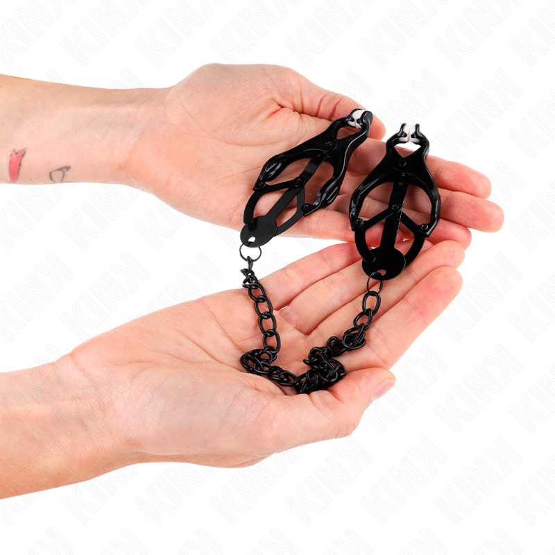 KINK - JAPANESE CLOVER NIPPLE CLAMPS WITH CHAIN BLACK 30 CM - Image 3