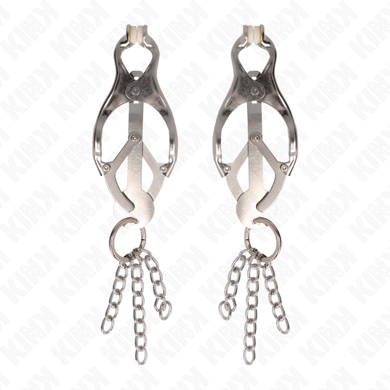 KINK - JAPANESE CLOVER NIPPLE CLAMPS WITH LITTLE CHAINS SILVER - Image 2