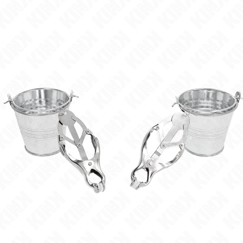 KINK - JAPANESE CLOVER NIPPLE CLAMPS WITH BUCKETS SILVER - Image 2