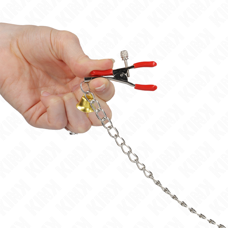 Kink - Pinces À Tamelon Et Clito Bell Triple Rouge Avec Chaine 30 Cm - Image 3