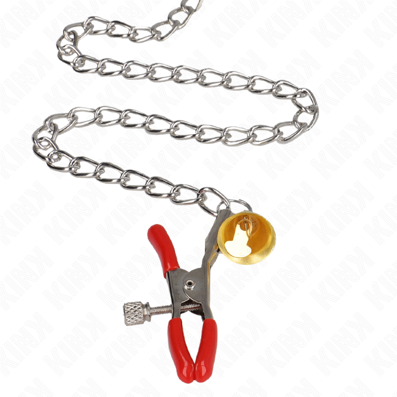 Kink - Pinces À Tamelon Et Clito Bell Triple Rouge Avec Chaine 30 Cm - Image 4