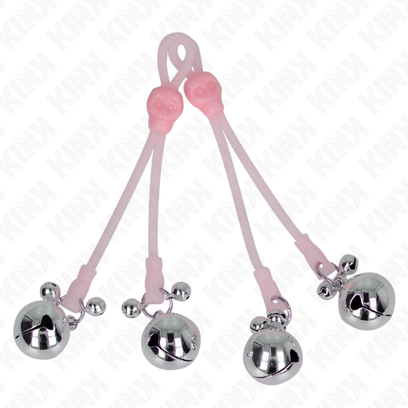 Kink - Pinces À Télépin Lumineuses Crâne Avec Anneau Cloches Réglables Rose / Argent - Image 2