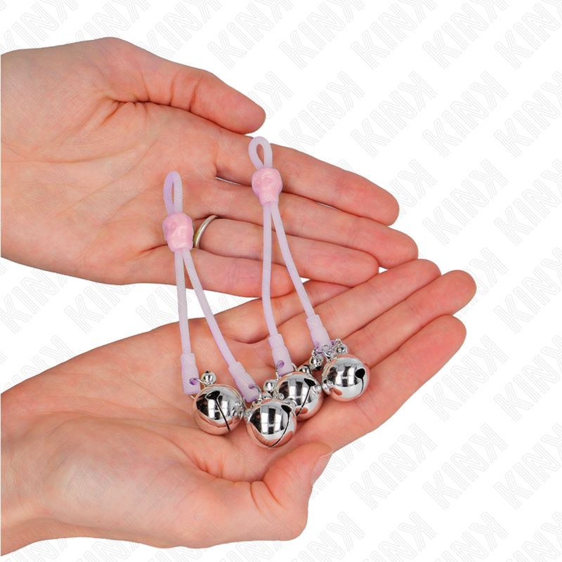 Kink - Pinces À Télépin Lumineuses Crâne Avec Anneau Cloches Réglables Rose / Argent - Image 3