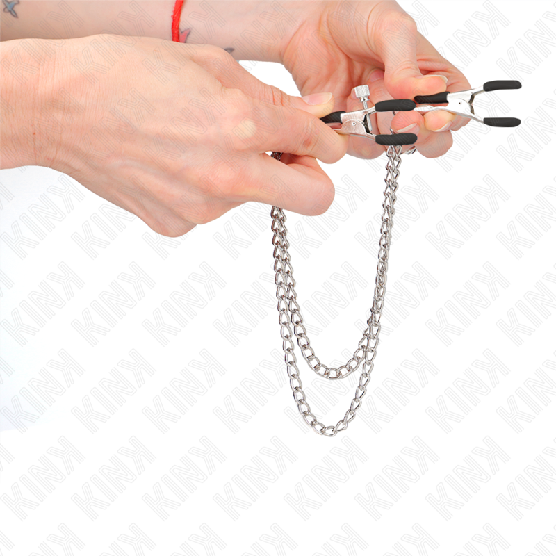 KINK - NIPPLE CLAMPS WITH 2 THICK CHAINS SILVER 20/23 CM - Image 3