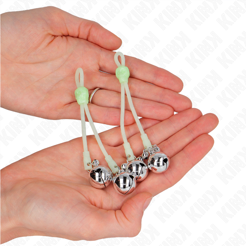 Kink - Gloeiende Tepelklem Met Skull En Verstelbare Belletten Groen / Zilver - Image 2