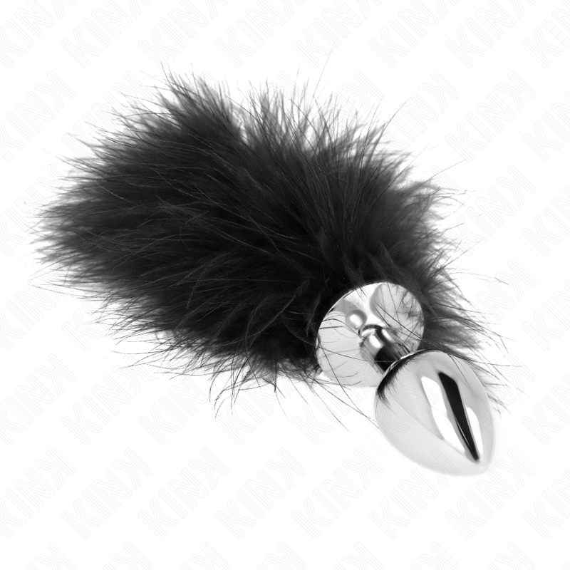 KINK - STAINLESS STEEL ANAL PLUG 11 x 7 CM WITH FEATHER 11 CM - Image 2