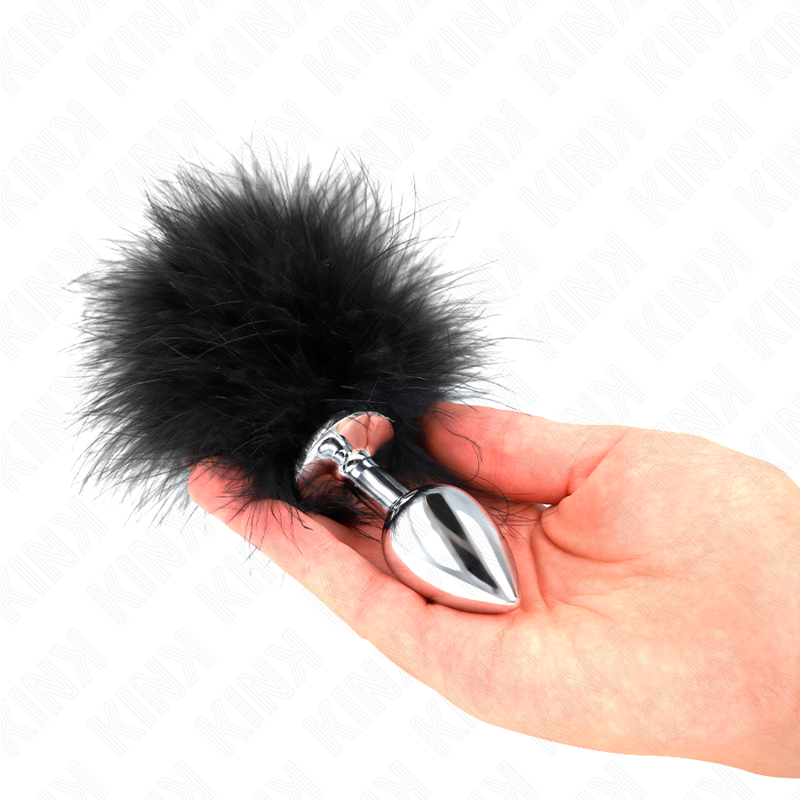 KINK - STAINLESS STEEL ANAL PLUG 11 x 7 CM WITH FEATHER 11 CM - Image 3