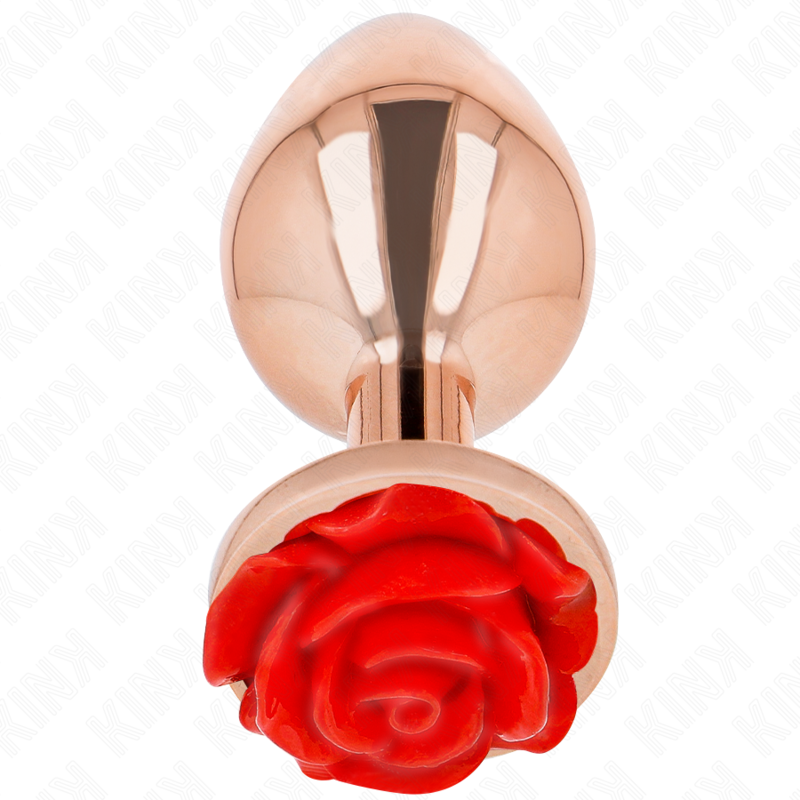 KINK - PINK GOLD ANAL PLUG WITH RED ROSE - Image 2