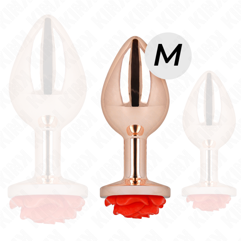 KINK - PINK GOLD ANAL PLUG WITH RED ROSE M - Image 2