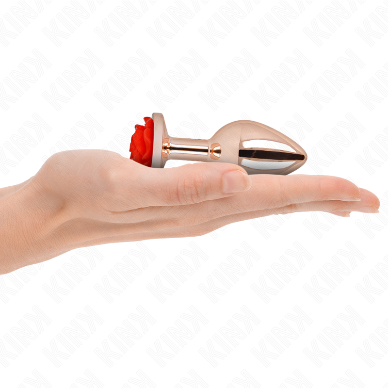 KINK - PINK GOLD ANAL PLUG WITH RED ROSE M - Image 3