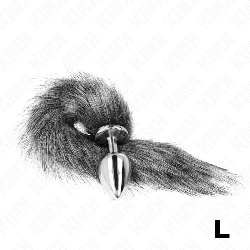 Kink - Plug Anal Taille L 10 X 4 Cm Avec Queue Synthétique 40 Cm Gris - Image 2