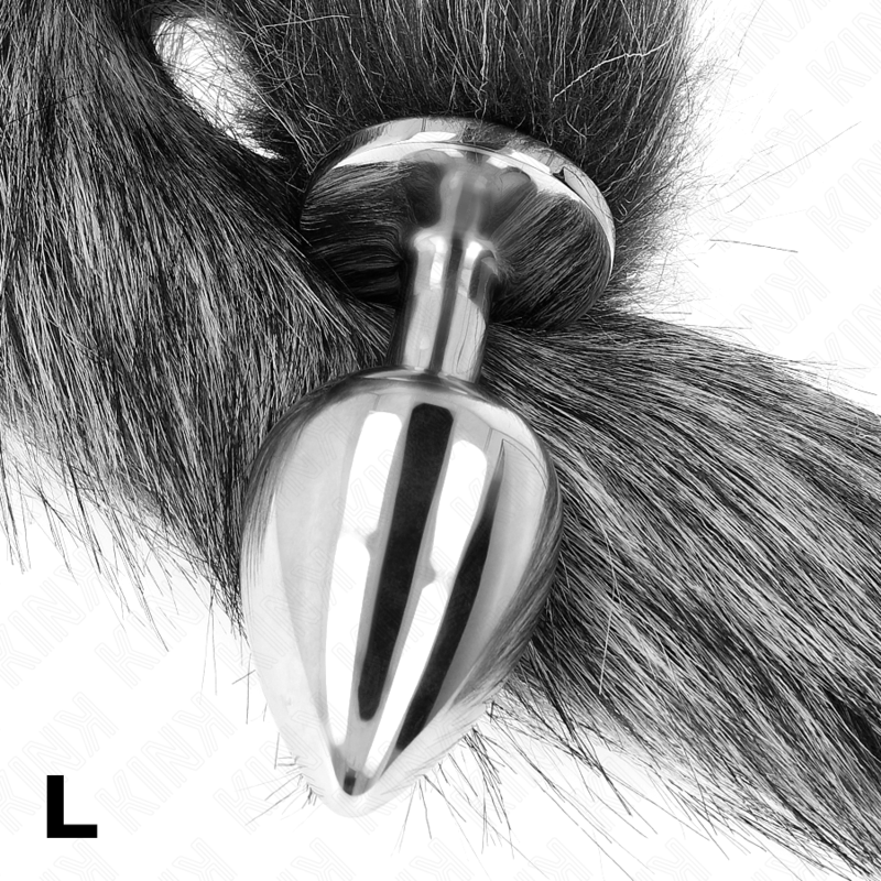 Kink - Plug Anal Taille L 10 X 4 Cm Avec Queue Synthétique 40 Cm Gris - Image 3