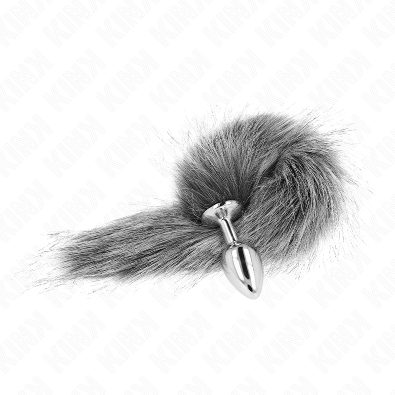 Kink - Plug Anal Taille S 7 X 3 Cm Avec Queue Synthétique 40 Cm Gris - Image 2