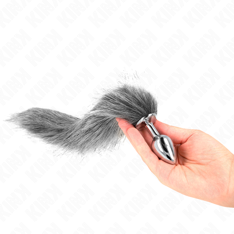 Kink - Plug Anal Taille S 7 X 3 Cm Avec Queue Synthétique 40 Cm Gris - Image 3