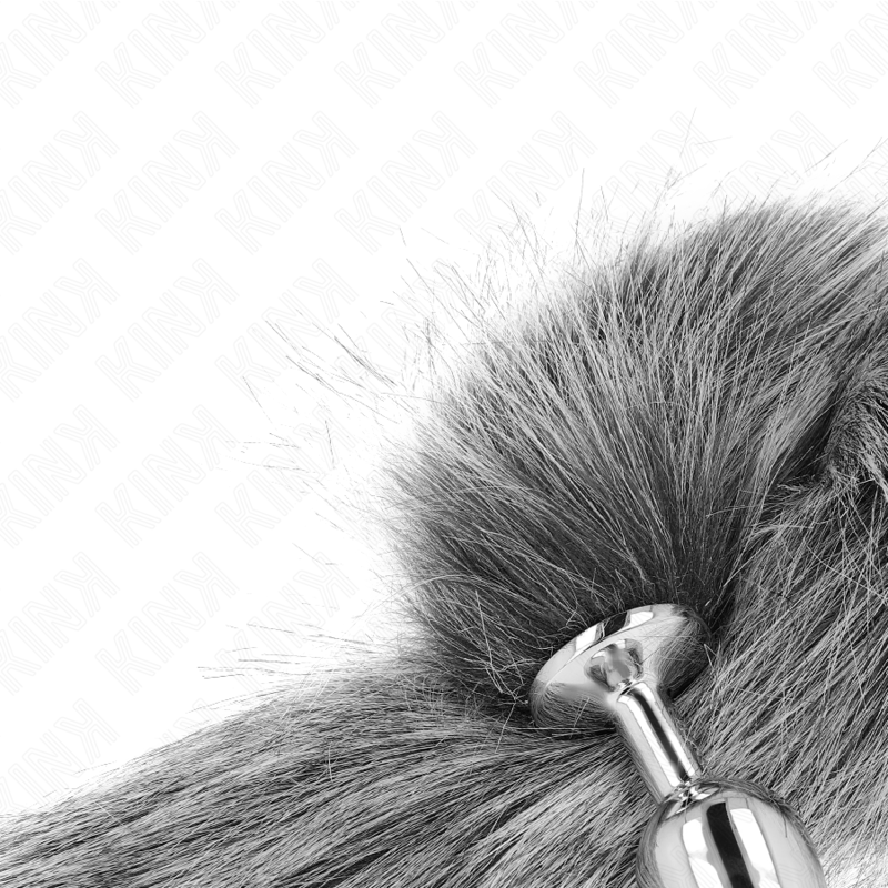 Kink - Plug Anal Taille S 7 X 3 Cm Avec Queue Synthétique 40 Cm Gris - Image 4