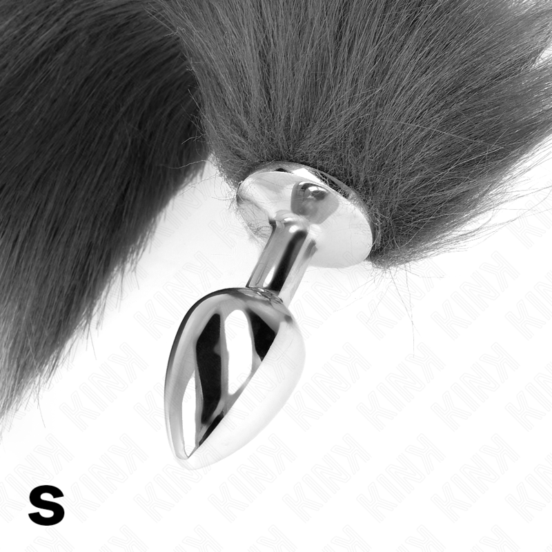 Kink - Plug Anal Taille S 7 X 3 Cm Avec Queue Synthétique 40 Cm Gris Et Blanc - Image 4