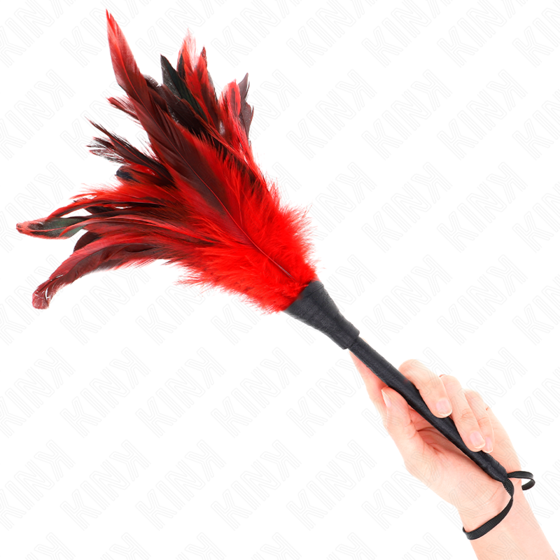 KINK - PLUMES DE POULET TICKLE EN FORME DE CORNE ROUGE 36 CM - Image 2