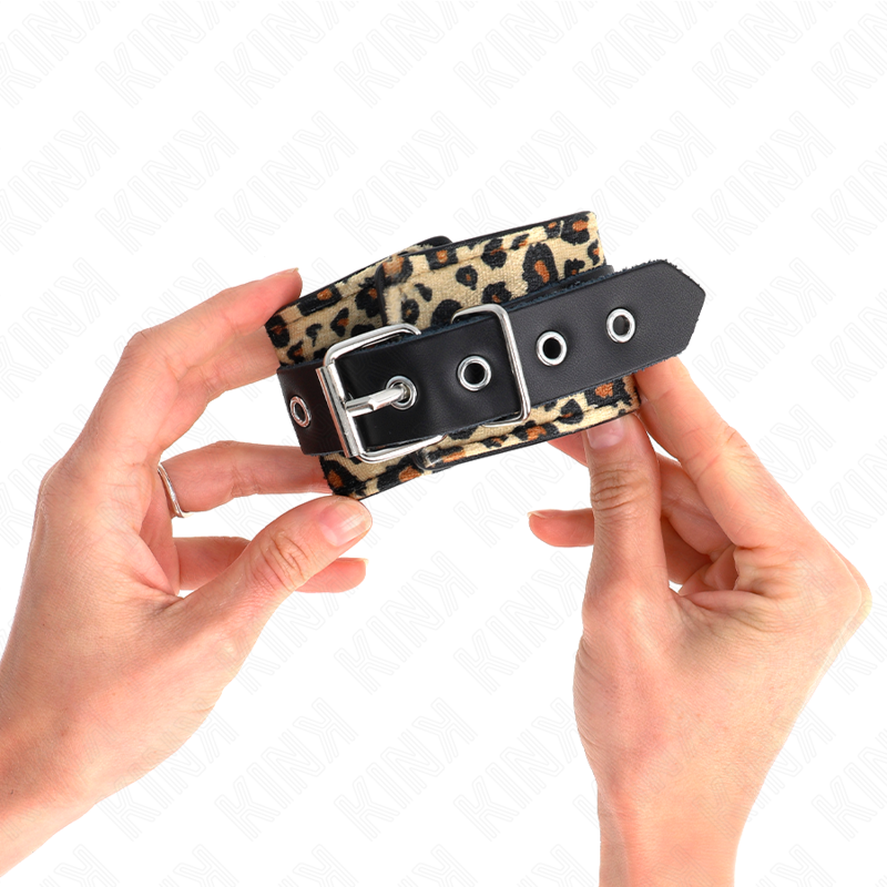 KINK - LEOPARD REAL LEATHER WRIST RESTRAINT ADJUSTABLE 18-29 CM X 5.5 CM - Image 3