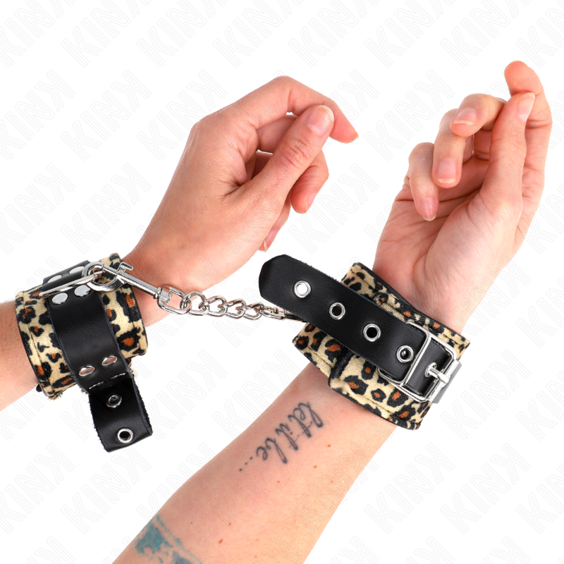 KINK - LEOPARD REAL LEATHER WRIST RESTRAINT ADJUSTABLE 18-29 CM X 5.5 CM - Image 4