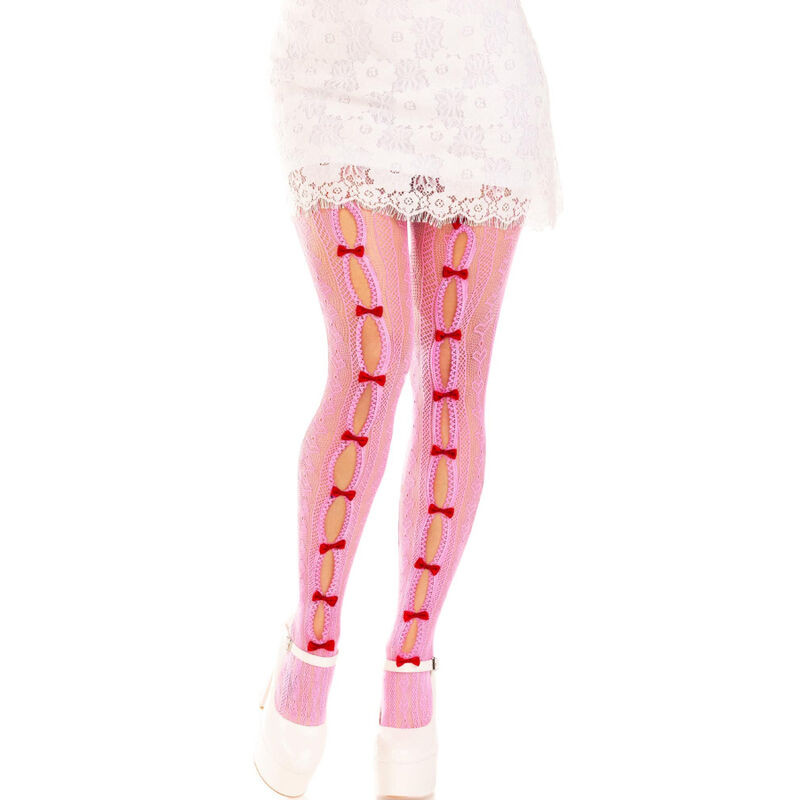 Leg Avenue - Bas Avec Ouvertures Coeur & Noeuds Blancs - Image 5