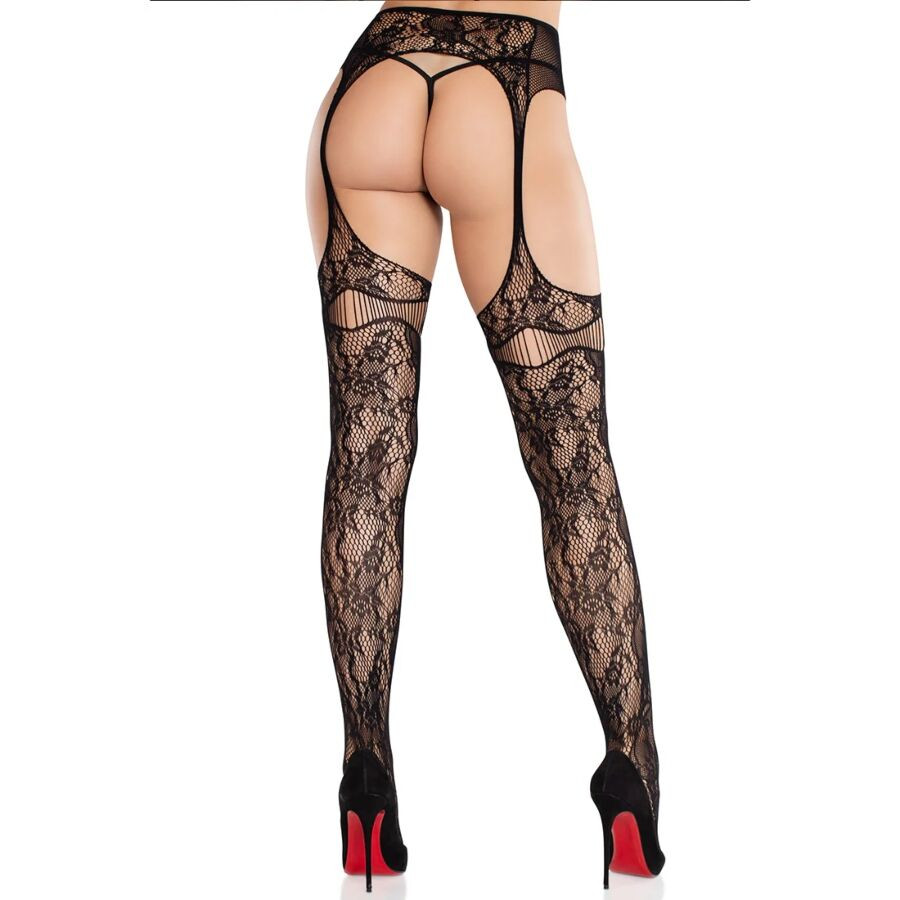 Leg Avenue - Bas En Dentelle Avec Jarretelles Noir - Image 2