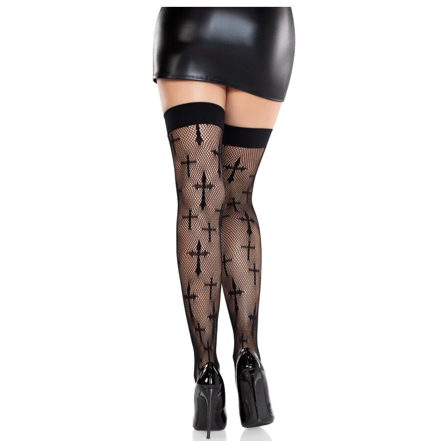 Leg Avenue - Bas En Dentelle Worship Me Noirs - Image 2