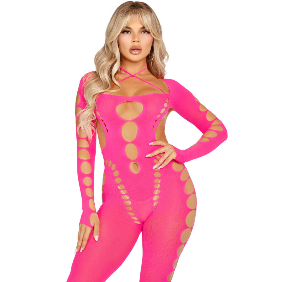Leg Avenue - Bodystocking Rose Dos Ouvert Taille Unique - Image 4