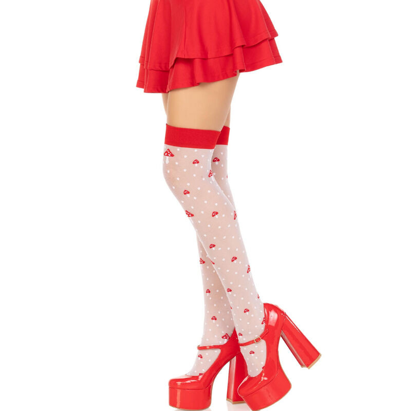 LEG AVENUE - MUSHROOM HIGH SOCKS RED/WHITE - Image 3