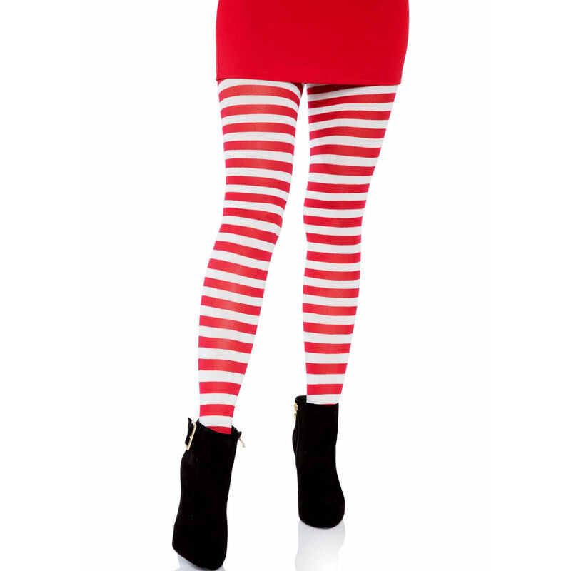 Leg Avenue - White/Red Striped Tights - Image 4