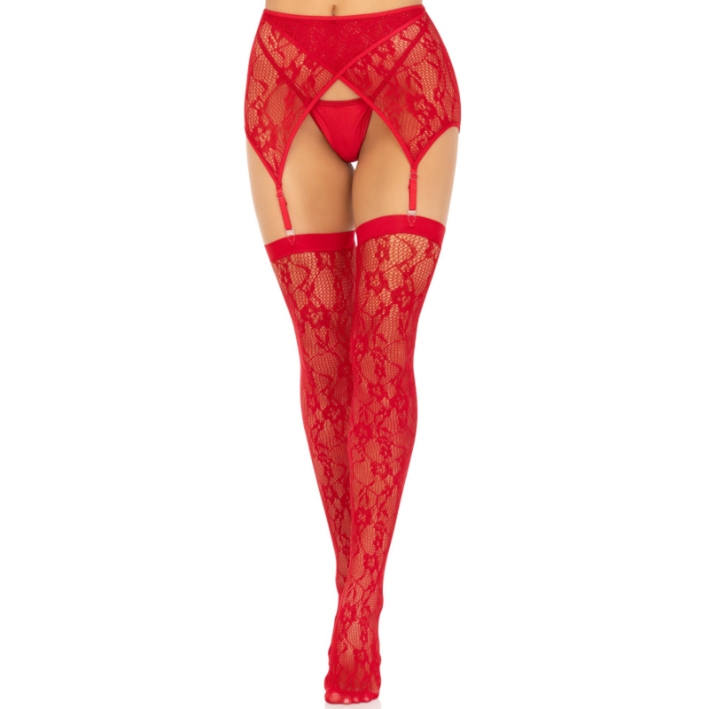 Leg Avenue - Lace Thigh Highs & Garterbelt Black - Image 8